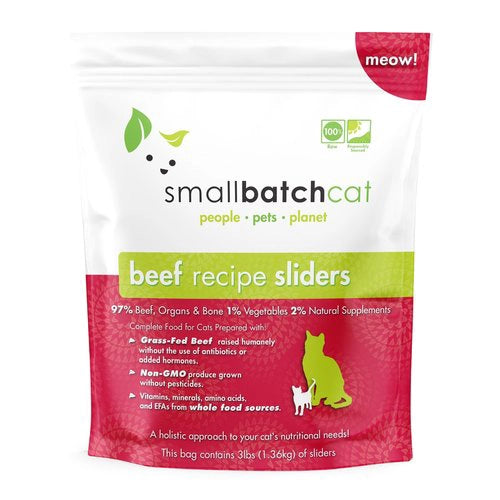 Smallbatch Beef Batch Sliders Grain Free Frozen Raw Food For Cats