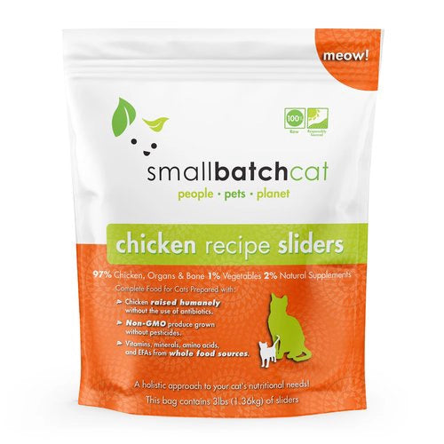 Smallbatch Chicken Batch Sliders Grain Free Frozen Raw Food For Cats