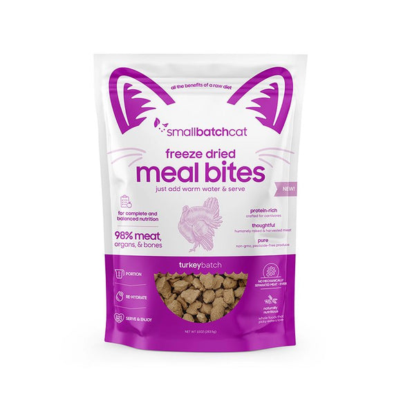Smallbatch Turkey Meal bites Grain Free Freeze Dried Food Raw For Cats