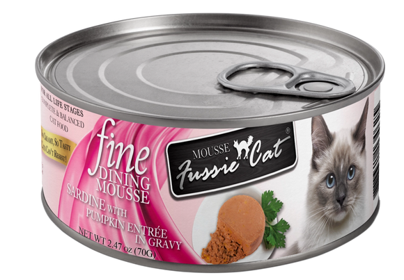 Fussie Cat Fine Dining Mousse Sardine And Pumpkin Entree In Gravy Grain Free Wet Food For Cats
