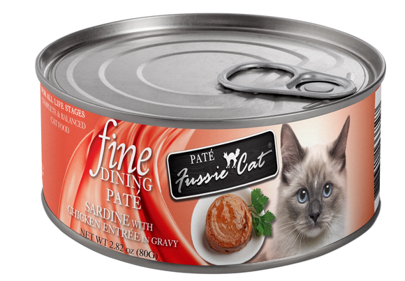 Fussie Cat Fine Dining Pate Sardine And Chicken Entree In Gravy Grain Free Wet Food For Cats