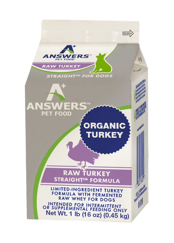 Answers Straight Turkey Formula Limited Ingredient Frozen Raw Food For Dogs