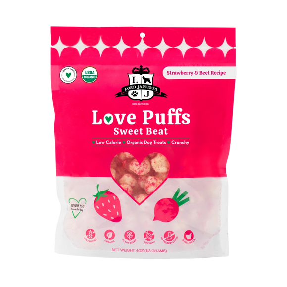 Lord Jameson Love Puffs Sweet Beat Strawberries Beets Organic Treats For Dogs