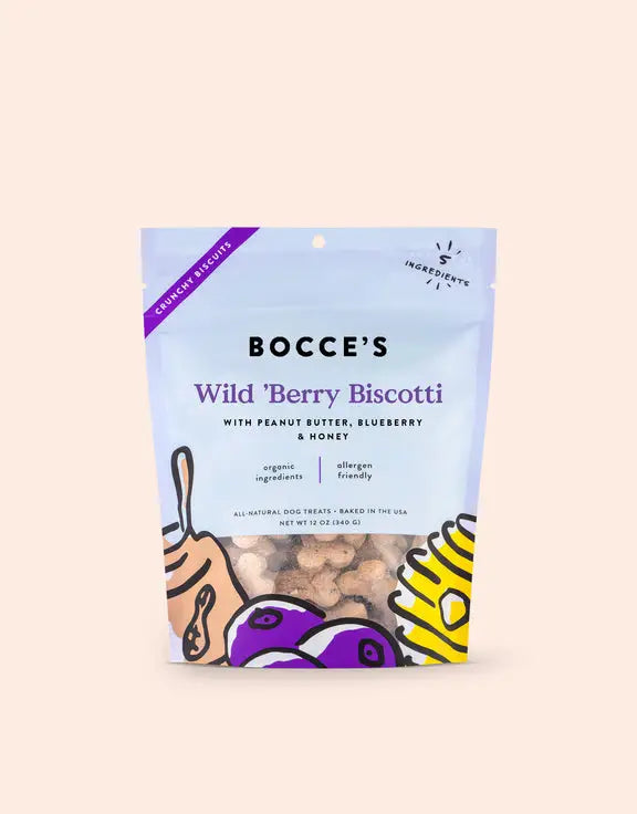Bocce's Bakery Small Batch Wild Berry Biscotti Biscuits Treats For Dogs