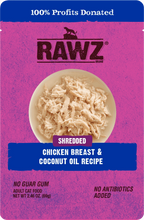 Rawz Shredded Chicken Breast And Coconut Oil Pouch Grain Free Wet Food For Cats