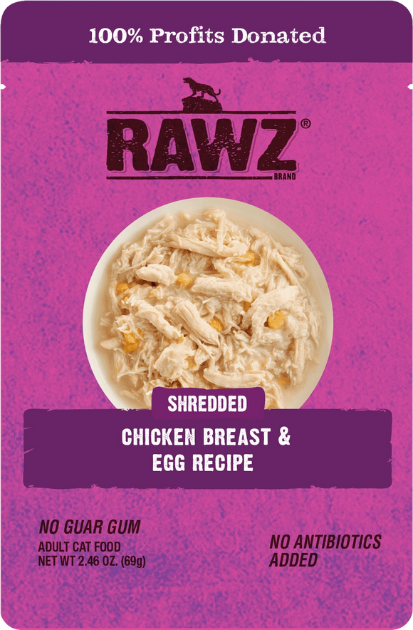 Rawz Shredded Chicken Breast And Egg Pouch Grain Free Wet Food For Cats