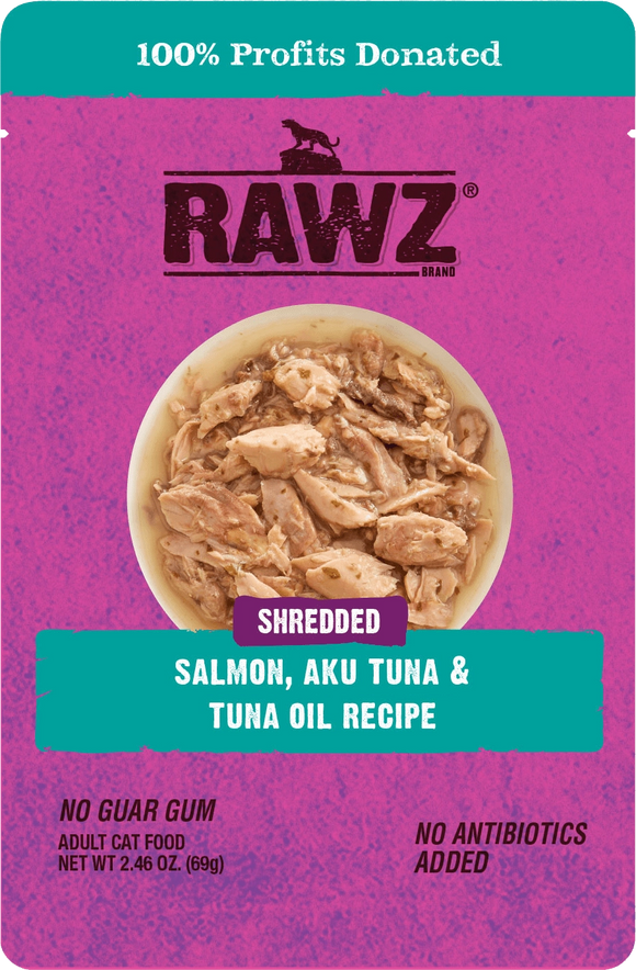Rawz Shredded Salmon And Aku Tuna Pouch Grain Free Wet Food For Cats