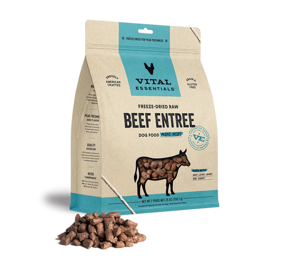 Vital Essentials Beef Entree Mini Nibs Freeze Dried Raw Food For Dog