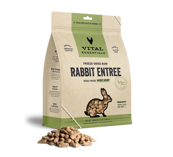 Vital Essentials Rabbit Entree Mini Nibs Freeze Dried Raw Food For Dog