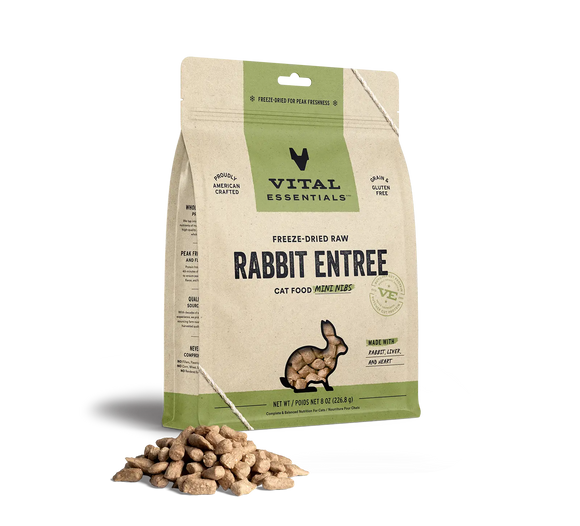 Vital Essentials Rabbit Entree Mini Nibs Freeze Dried Raw Food For Cat