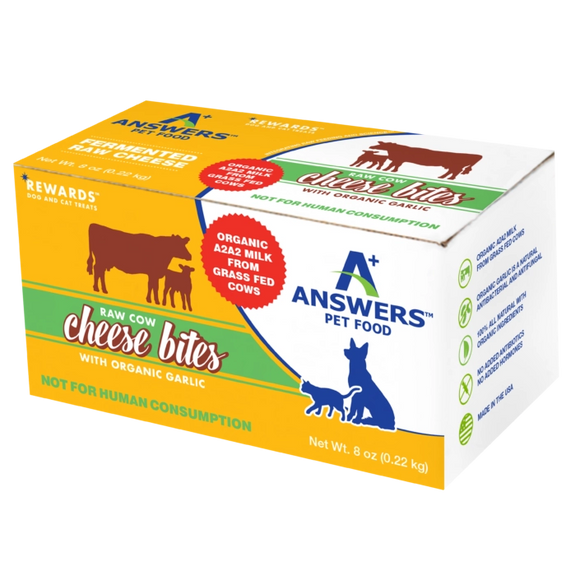 Answers Rewards Cow Cheese Bites Organic Garlic Frozen Raw Treats For Dogs