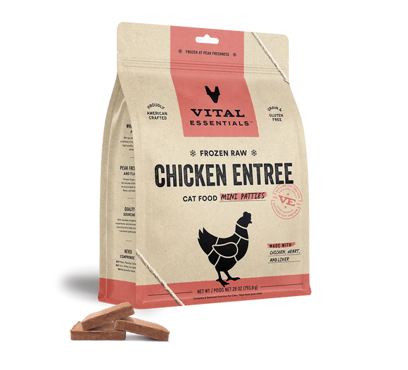 Vital Essentials Chicken Mini Patties Frozen Raw Food For Cat