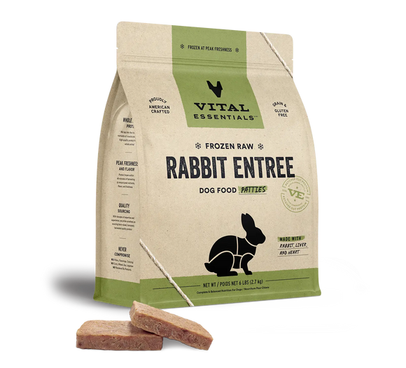 Vital Essentials Rabbit Entree Patties Frozen Raw Food For Dog