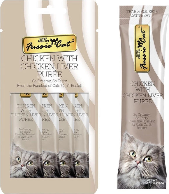 Fussie Cat Chicken And Liver Puree Grain Free Wet Treats For Cats