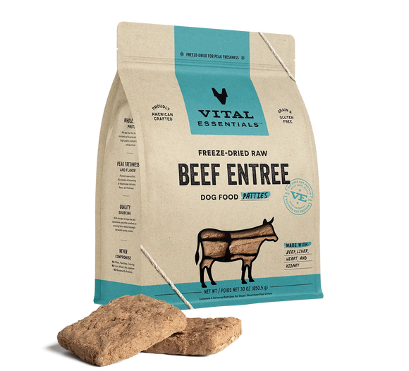 Vital Essentials Beef Entree Patties Freeze Dried Raw Food For Dog