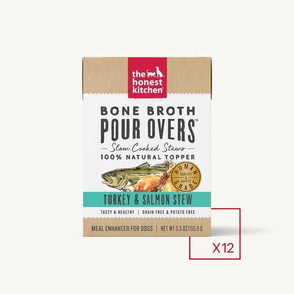 The Honest Kitchen Tetra Pour Overs Bone Broth Turkey & Salmon Stew for Dogs
