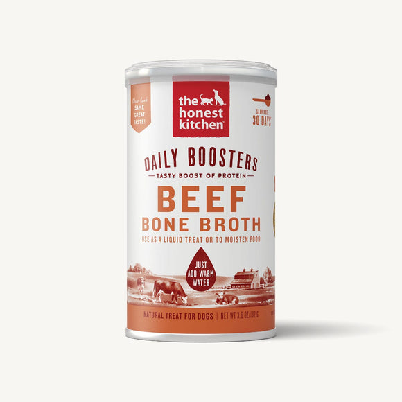 The Honest Kitchen Daily Boosters All Life Stage Beef Bone Broth with Turmeric Grain Free Dog & Cat Treat