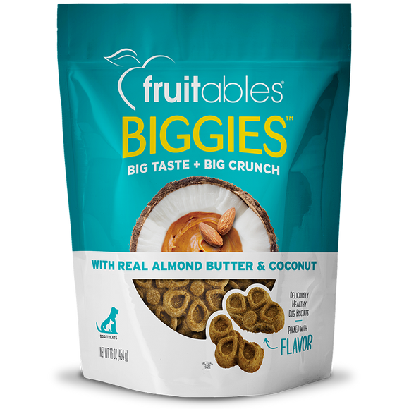 Fruitables Biggies With Real Almond Butter & Coconut Grain Inclusive Crunchy Dog Treats