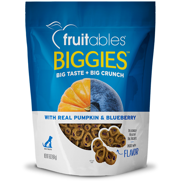 Fruitables Biggies With Real Pumpkin & Blueberry Grain Inclusive Crunchy Dog Treats