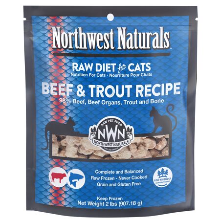 Northwest Naturals Beef Trout Grain Free Nibbles Frozen Raw Food For Cats