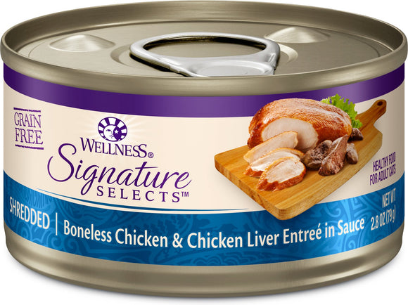 Wellness Core Signature Selects Shredded Boneless Chicken & Chicken Liver Entree in Sauce Grain Free Canned Cat Food