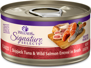 Wellness Core Signature Selects Flaked Skipjack Tuna & Wild Salmon Entree in Broth Grain Free Canned Cat Food