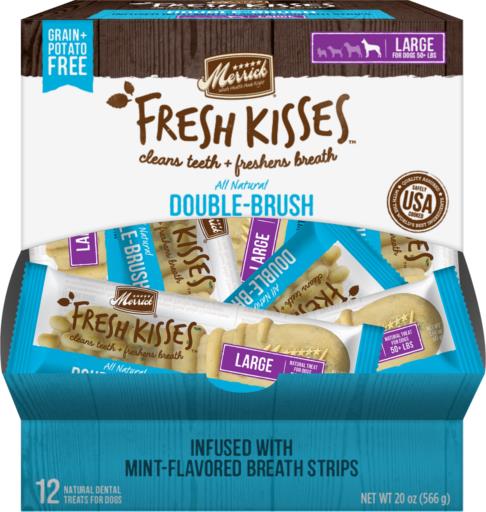 Merrick Fresh Kisses Double-Brush Mint Large Grain Free Dental Dog Treats