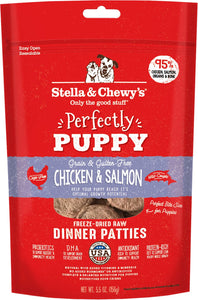 Stella & Chewy's Dinner Patties Perfectly Puppy Chicken & Salmon Grain Free Freeze Dried Raw Dog Food