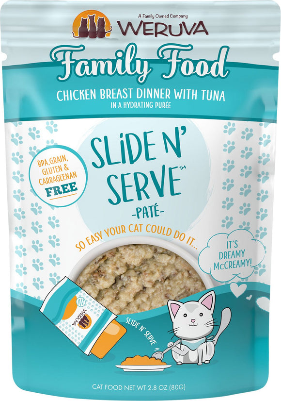 Weruva Slide N' Serve Family Food Chicken Breast Dinner With Tuna In A Hydrating Puree Grain Free Cat Wet Food