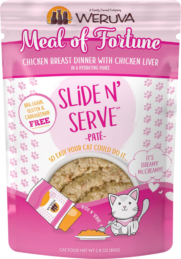 Weruva Slide N' Serve Meal Of Fortune Chicken Breast Dinner With Chicken Liver In A Hydrating Puree Grain Free Wet Cat Food