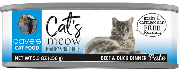 Dave's Cat’s Meow Beef & Duck Pate Grain Free Wet Cat Food