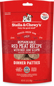 Stella & Chewy's Dinner Patties Remarkable Red Meat Recipe Beef, Goat, & Lamb Grain Free Freeze Dried Raw Dog Food
