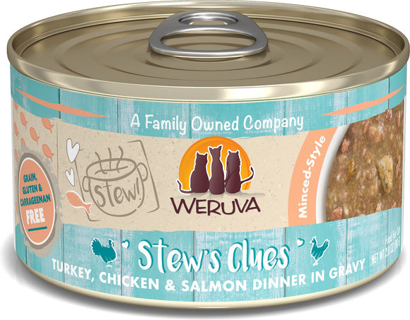 Weruva Classic Cat Stew's Clues Turkey, Chicken & Salmon Dinner In Gravy Wet Cat Food