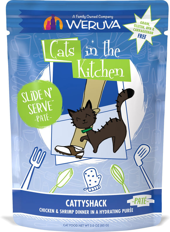 Weruva Cats In The Kitchen Cattyshack With Chicken & Shrimp Dinner In A Hydrating Puree Grain Free Wet Cat Food