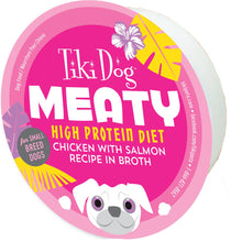 Tiki Dog Meaty High Protein Diet Chicken With Salmon Recipe in Broth Grain Free Wet Dog Food