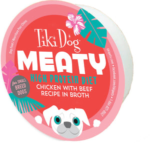 Tiki Dog Meaty High Protein Diet Chicken With Beef Recipe in Broth Grain Free Wet Dog Food