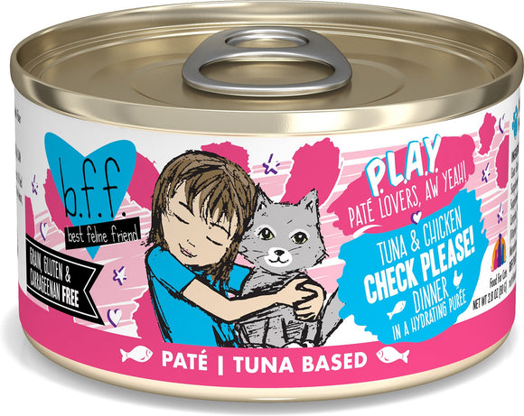 Weruva Cat BFF Play Pate Lovers Tuna & Chicken Check Please Dinner In A Hydrating Puree Wet Cat Food