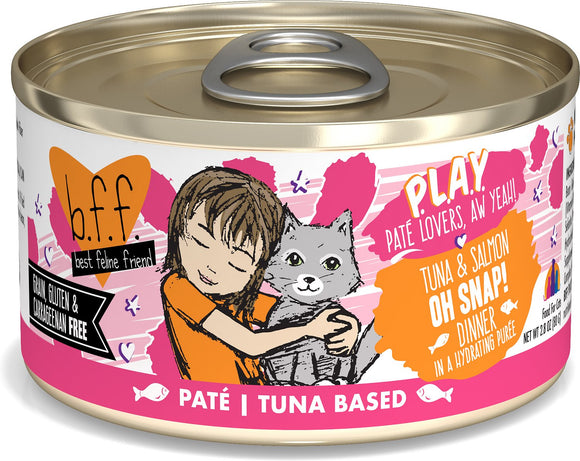 Weruva Cat BFF Play Pate Lovers Tuna & Salmon Oh Snap Dinner In A Hydrating Puree Wet Cat Food