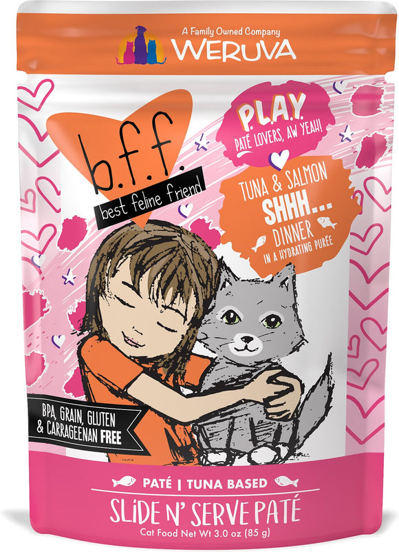 Weruva Cat BFF Play Pate Lovers Tuna & Salmon Shhh Dinner In A Hydrating Puree Wet Cat Food
