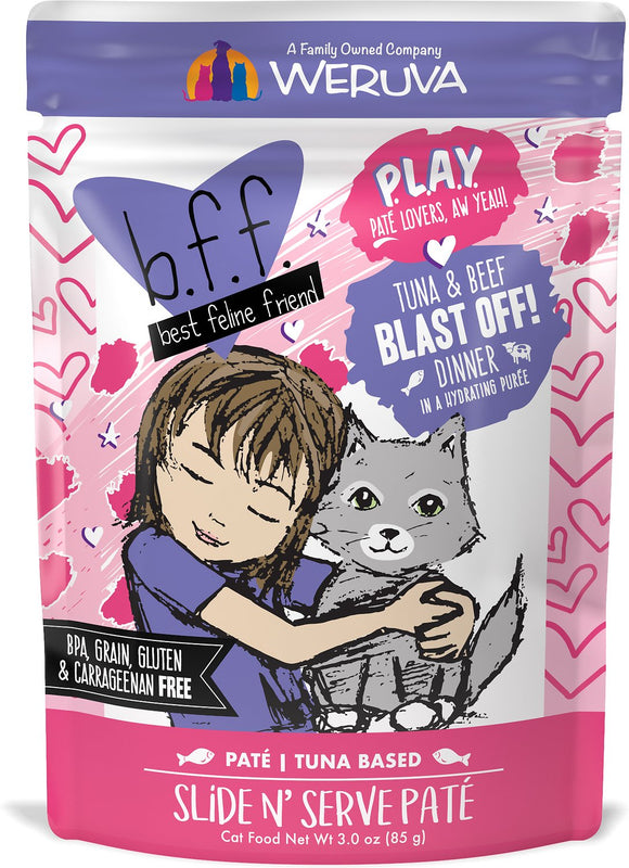 Weruva Cat BFF Play Pate Lovers Tuna & Beef Blast Off Dinner In A Hydrating Puree Wet Cat Food