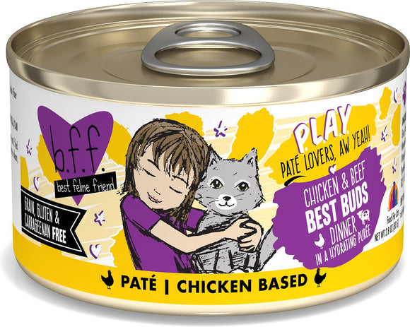 Weruva Cat BFF Play Pate Lovers Chicken & Beef Best Buds Dinner In A Hydrating Puree Wet Cat Food
