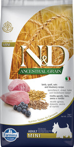 Farmina N&D Ancestral Grain Adult Mini Lamb & Blueberry Dry Dog Food