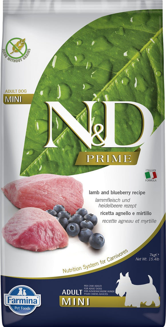 Farmina N&D Prime Adult Mini Lamb & Blueberry Grain Free Dry Dog Food