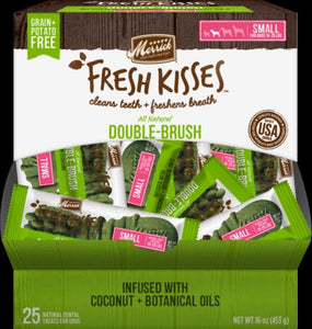 Merrick Fresh Kisses Double-Brush Coconut Oil & Botanicals Small Grain Free Dental Dog Treats