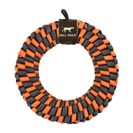 Tall Tails Orange & Charcoal Braided Ring Dog Toy