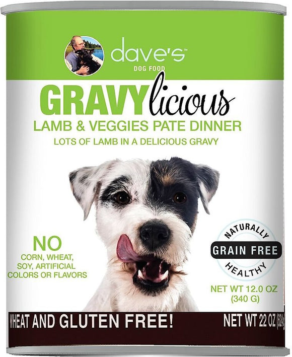 Dave's Gravylicious Lamb & Veggies Pate Dinner Grain Free Wet Dog Food