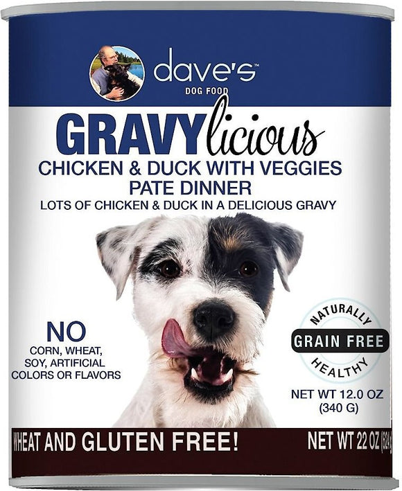 Dave's Gravylicious Chicken & Duck With Veggies Pate Dinner Grain Free Wet Dog Food