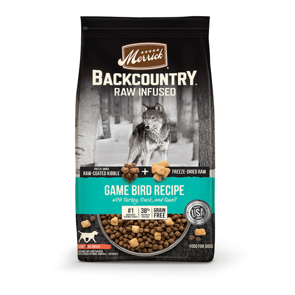 Merrick Backcountry Game Bird Recipe Turkey, Duck And Quail Grain free Dry Dog Food