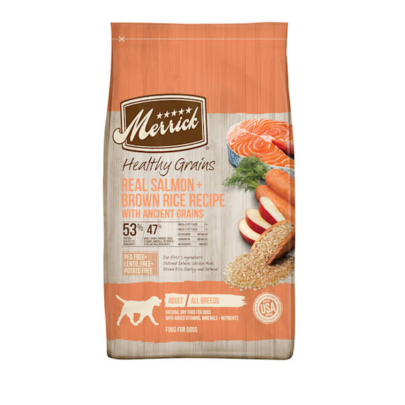 Merrick Healthy Grains Salmon And Brown Rice Recipe Grain Inclusive  Dry Dog Food