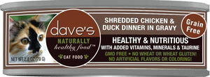 Dave's Naturally Healthy Shredded Chicken & Duck Dinner in Gravy Grain Free Wet Cat Food